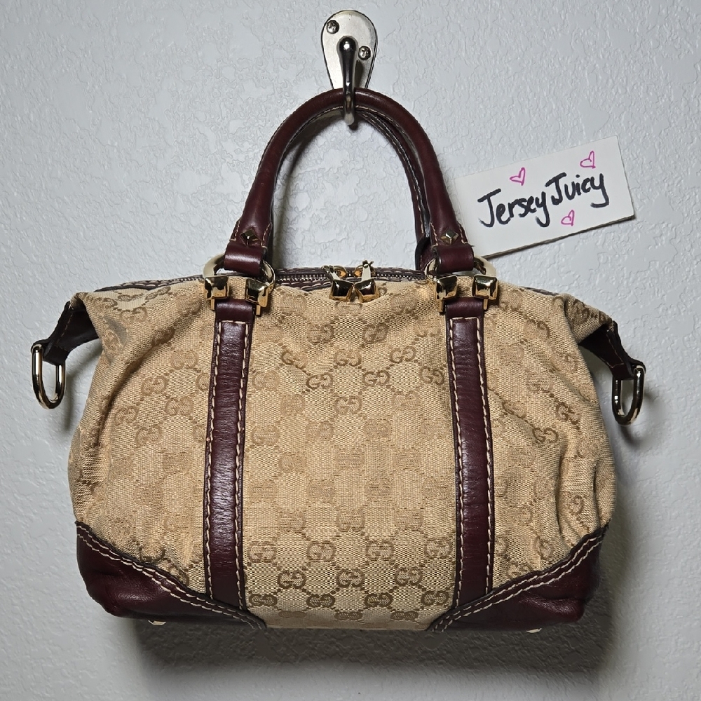 GUCCI Horsebit Nail Boston Bag GG Monogram Canvas COA